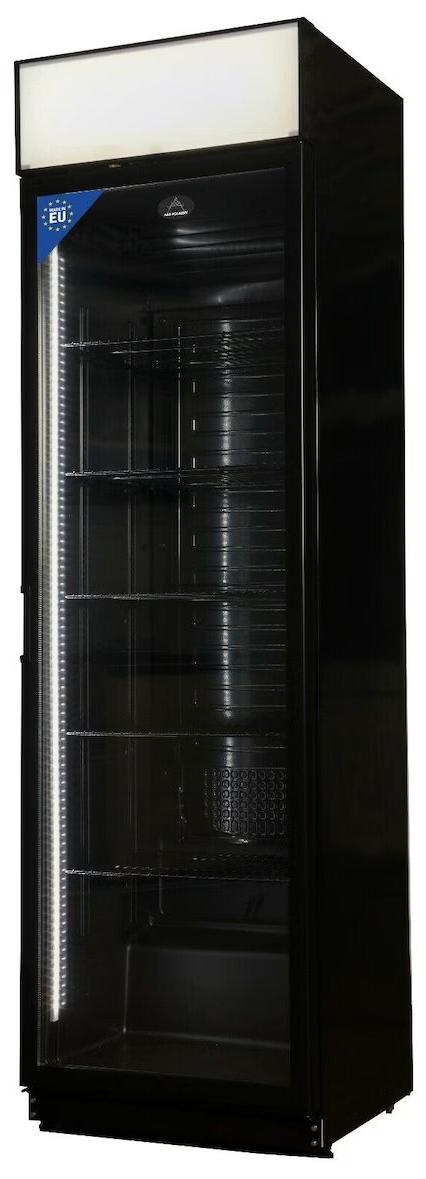 Gastro Getränkekühlschrank | Flaschenkühlschrank | Gewerbekühlschrank | 1 Glastür | Schwarz | 385 Liter | -2 bis +14 °C