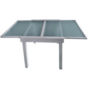 Garden-Pleasure Gartentisch LOLA, Glas, grau, 65-130 x 65 x 75 cm, ausziehbar