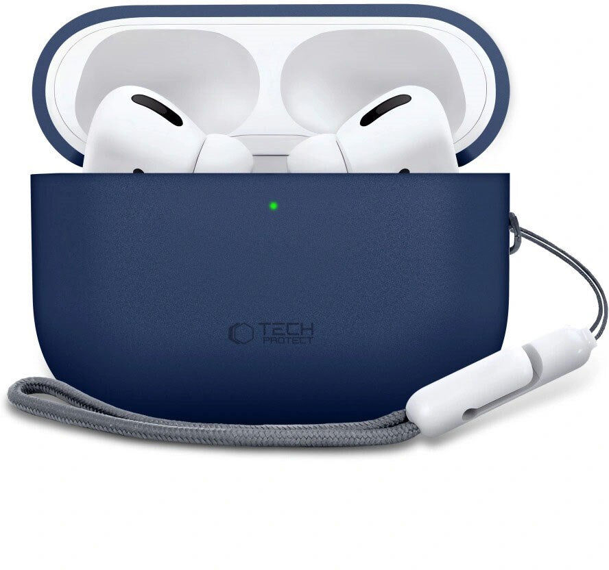 Apple AirPods Pro (3. Gen) Tech-Protect Silikone Cover m. Rem - Mørkeblå