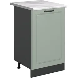 Vicco, Regal, Küchenunterschrank R-Line, Mint Landhaus/Anthrazit, 50 cm Arbeitsplatte Marmor