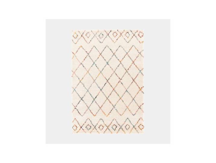 Tapis motif berbère - Ouna - Écru et losanges multicolore - 120 x 170 cm