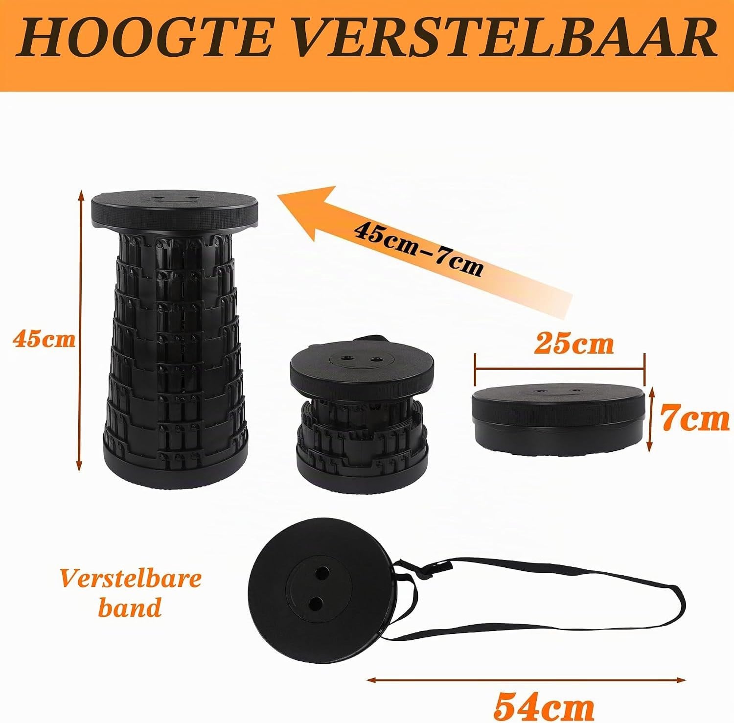 Telescopische opvouwbare stoel voor volwassenen voor camping en outdoorgebruik