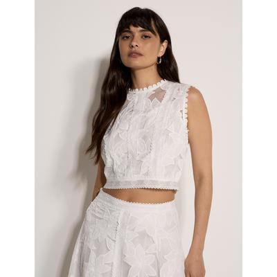 Apricot "Crop-Top" aus floraler Mesh-Spitze