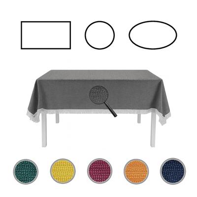 EXKLUSIV HEIMTEXTIL Gartentischdecke mit Fransen Tischdecke Classic 130x160 cm eckig dunkelgrau