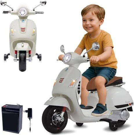 Ride-on Vespa GTS 125, Kinderfahrzeug weiß, Lithium-Ionen-Akku
