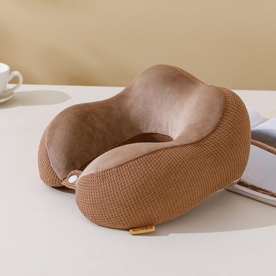 Inspire Daily Merch U shaped Neck Pillow For Travel Memory Foam Slow Rebound Airplane Car Lunch Break Mesh Hump dark Brown