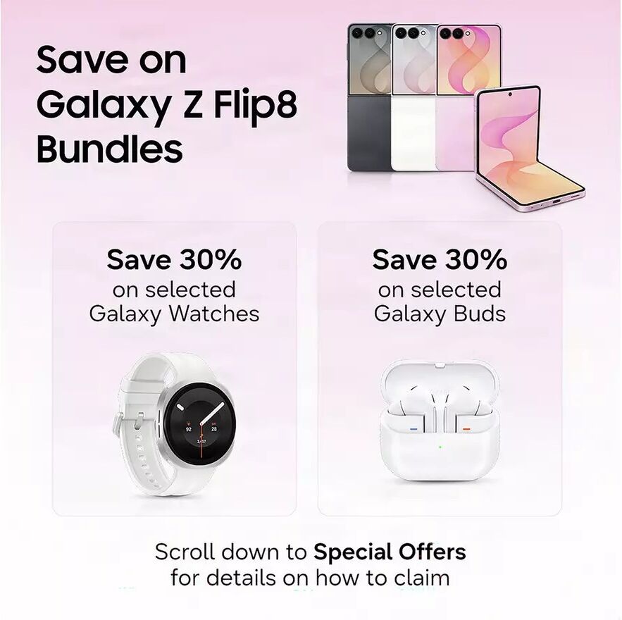 SAMSUNG Galaxy Z Flip8 5G 512GB 12GB RAM Dual SIM Smartphone - Pink