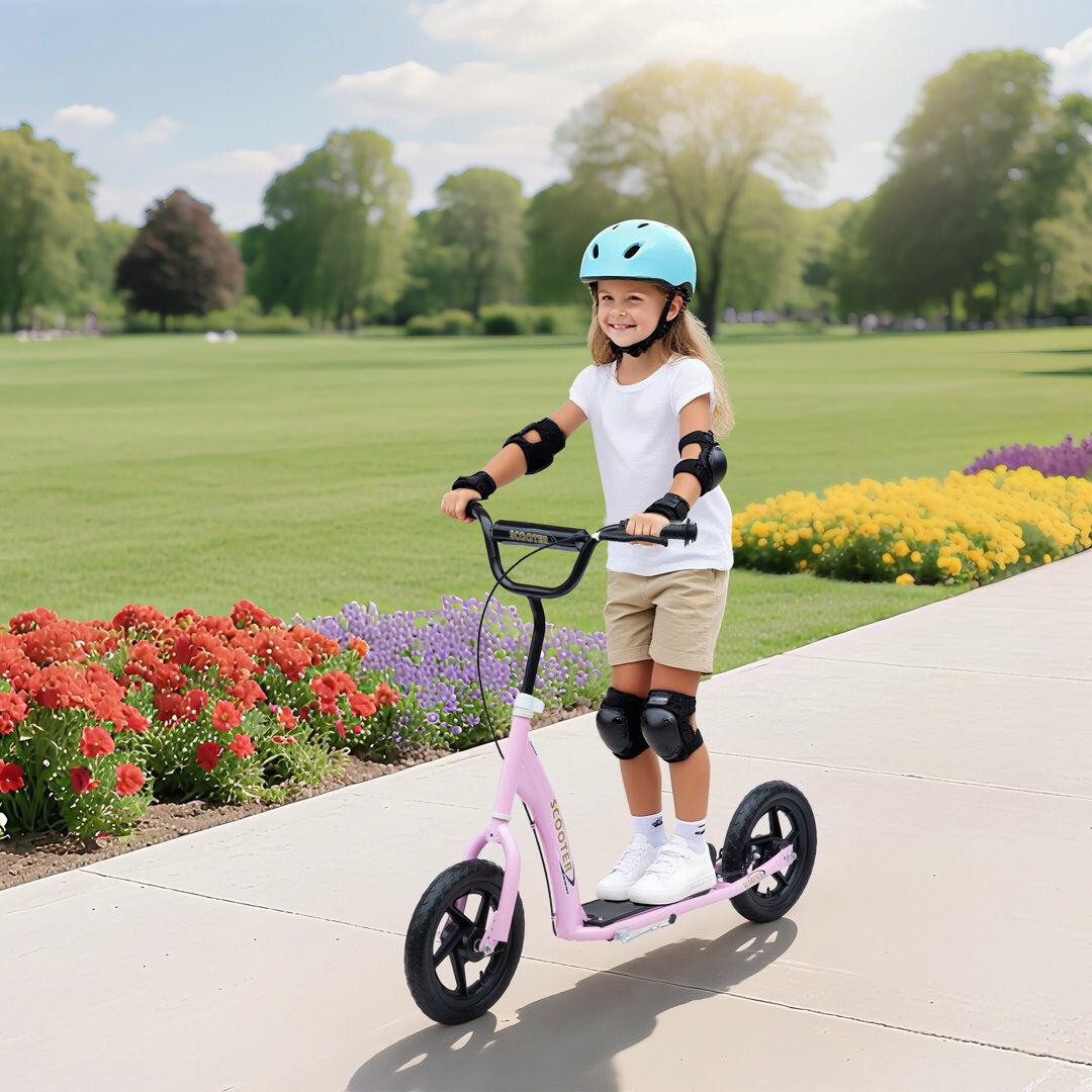 Novinger Isabelle & Max Push Scooter, Teen Kids Scooter with 12" EVA Tyres Pink