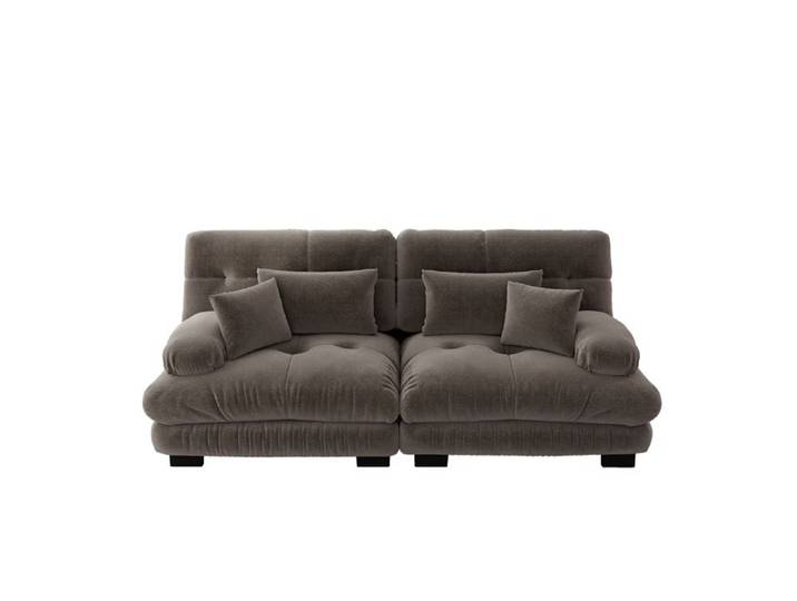 Canapé d angle cloud en chenille avec coussins 220 x 77 x 81 cm Marron