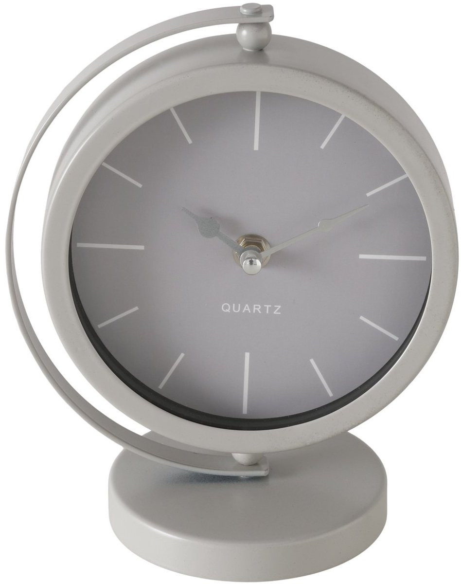 Boltze Analoge Tafelklok Grijs Metaal B: 20 cm, D: 16,5 cm, H: 10,5 cm