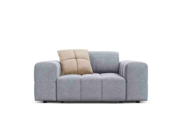 Fauteuil en tissu velours bleu clair