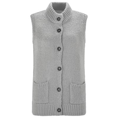 Strickjacke GOLDNER "Strickweste mit Knopfleiste", Damen, Gr. 42, grau, Obermaterial: 100% Polyacryl PAN., Gerade, Strickjacken Strickjacke, aufgesetze Taschen