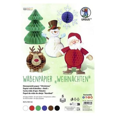 URSUS Basispapiere Wabenpapier Weihnachten, 22,5 x 32,5 cm, 6 Blatt