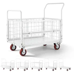 VEVOR Plattformwagen mit Gitterwänden 907 kg, 6-in-1 faltbarer Transportwagen mit Schwenkrädern, Schwerlast-Handwagen, Multifunktionaler Materialwagen, für Lebensmittel, Wäsche, 1130x675x1070 mm