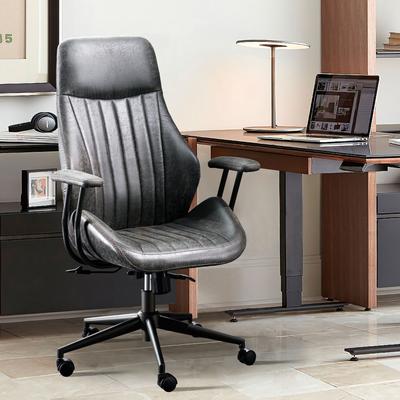 OVIOS Suede Fabric Ergonomic Office Chair High Back Lumbar Support