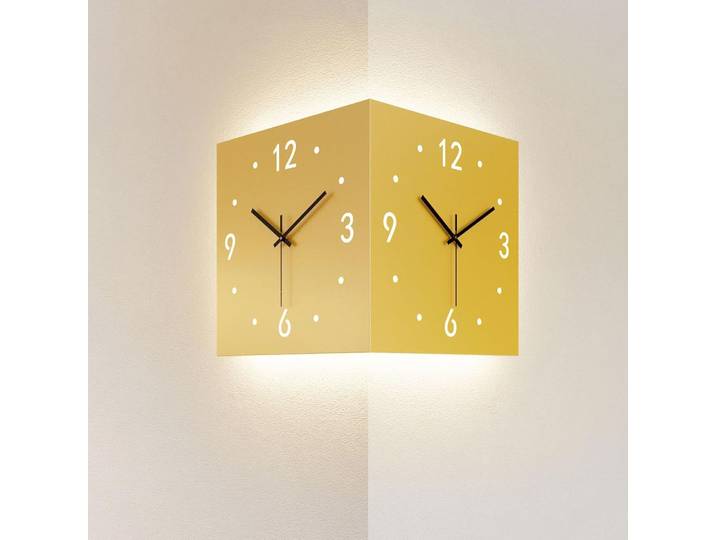 Horloge murale d'angle double face, art décoratif moderne avec capteur lumineux pour la décoration du salon, numérique silencieuse carrée