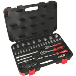 RS PRO, Steckschlüssel + Stecknuss, 46pc 1/4" & 3/8" Drive Socket Set