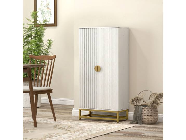 HOMCOM Armoire Cuisine 12 Étagères Ajustables 58x29x119,5cm Blanc