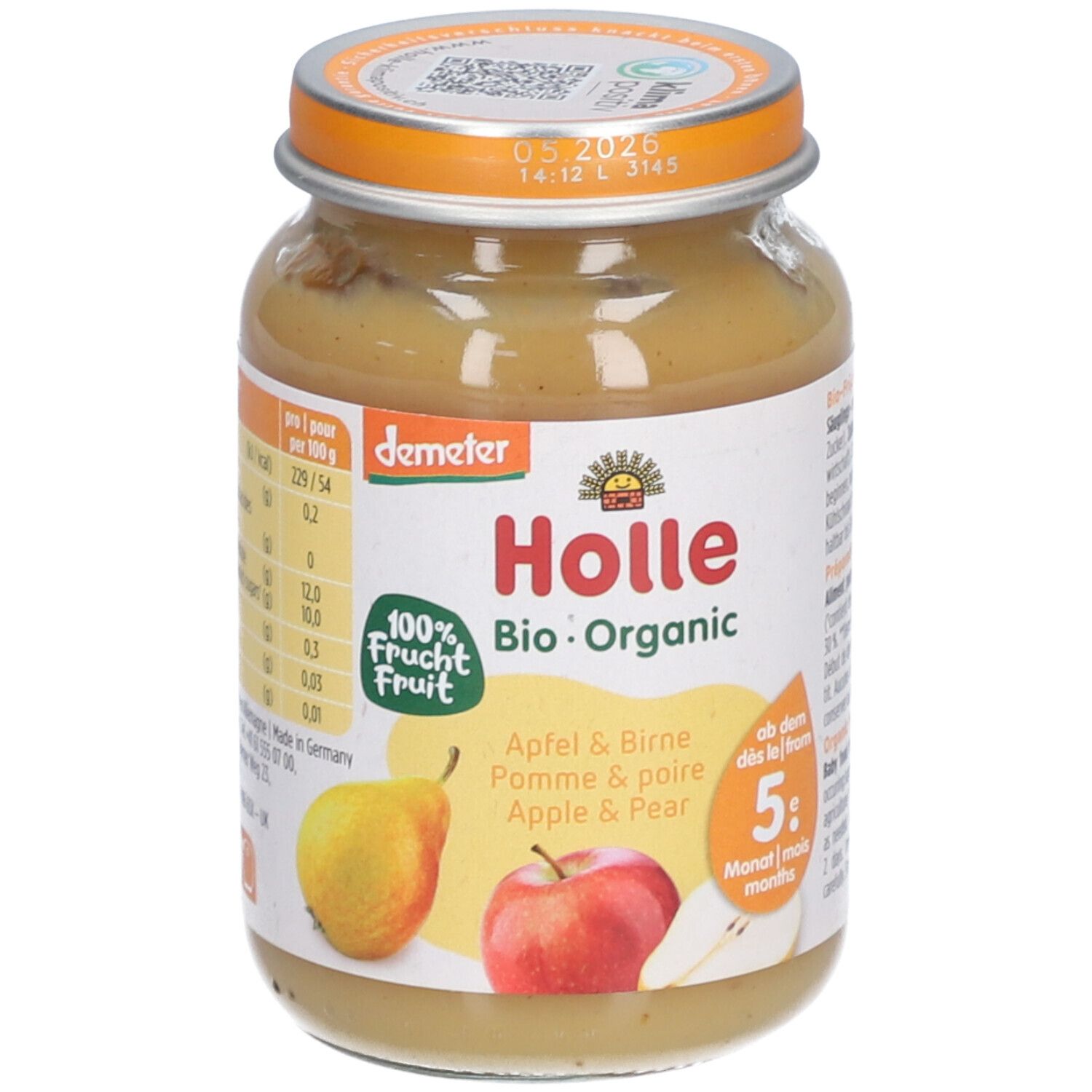 Holle Apfel und Birne Glas 190 g Bio Brei