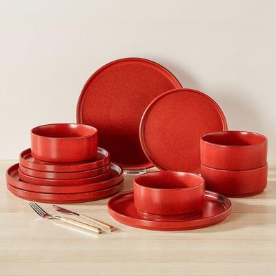 vancasso Stoneware 12-Piece Raised Edge Dinnerware Set Service for 4
