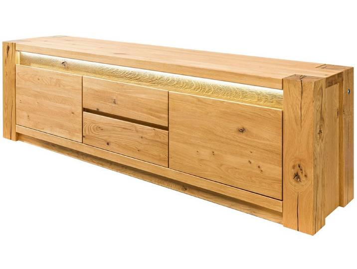 Massivmoebel24 TV-Board KENT (Massivholz), Wildeiche 173x40x53 natur geölt KENT #110