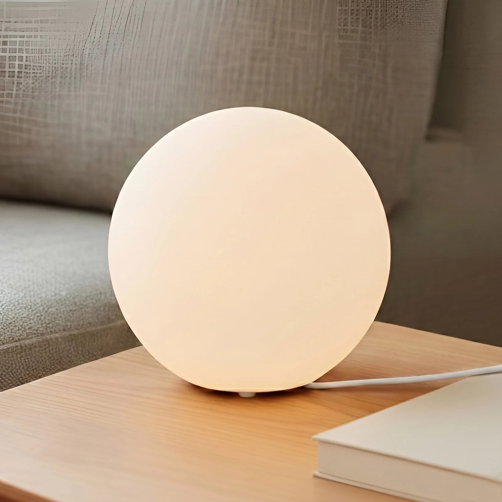 Lindby Marike Tafellamp - Wit Glas - Modern - Bolvormig