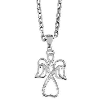 Engelanhänger AKZENT "Evelina" aus 925 Sterlingsilber, rhodiniert, langlebig", silber (silberfarbig), Schmuckanhänger, Damen, Silber 925 (Sterlingsilber)