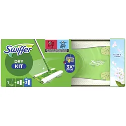 Swiffer DRY KIT 1 Bodenwischer + 8 trockene Bodentücher CLEAN & FRESH + 3 feuchte Bodentücher
