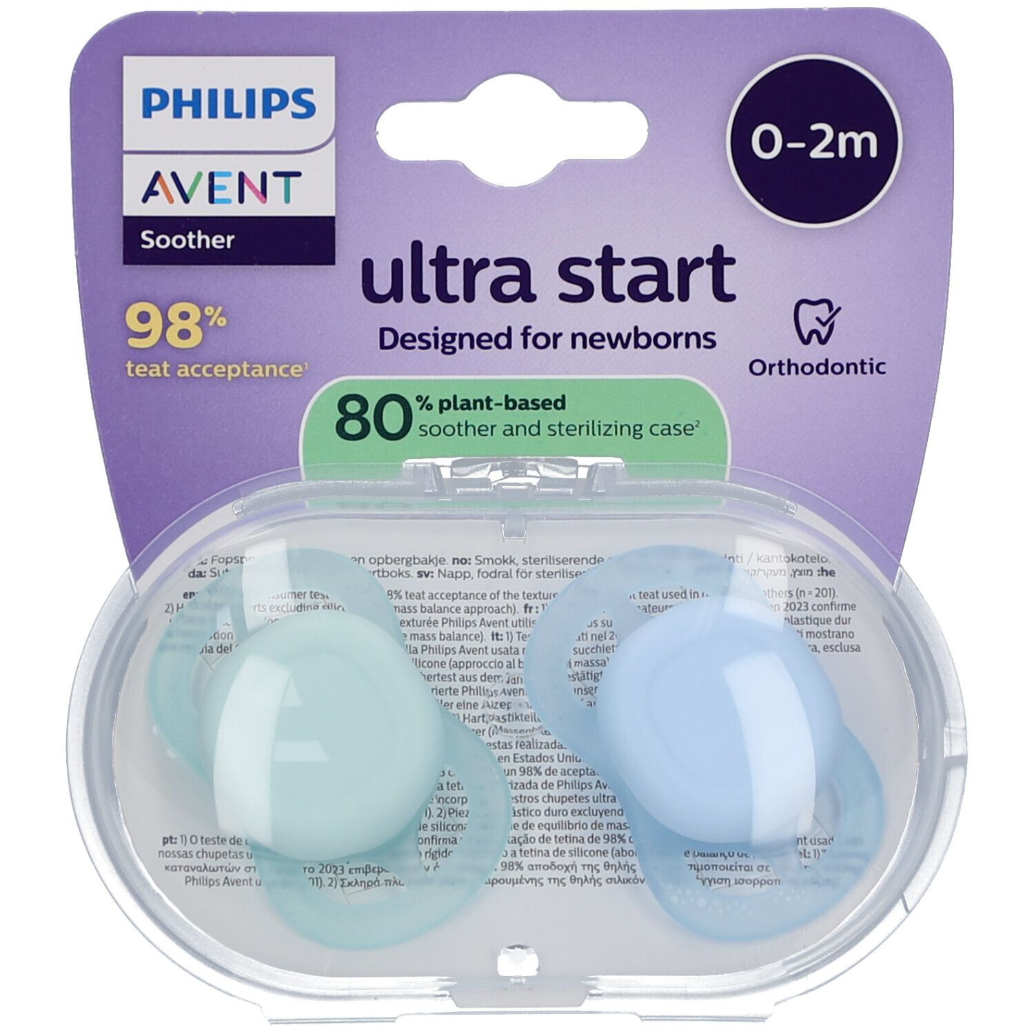 Philips Avent Fopspeen +0m Start groen/blauw effen 2st 2 St Schnuller
