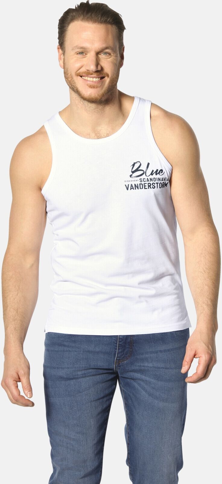 Muskelshirt JAN VANDERSTORM "Tanktop FELTON", Herren, Gr. 4XL, weiß, Obermaterial: 100% Baumwolle CO., Tops Muskelshirt