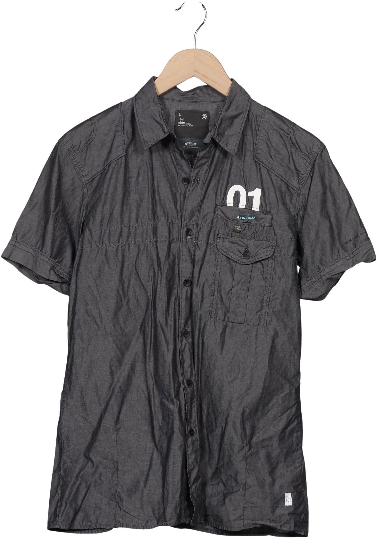 G Star RAW Herren Hemd, Grau, Gr. L, Baumwolle - Second Hand