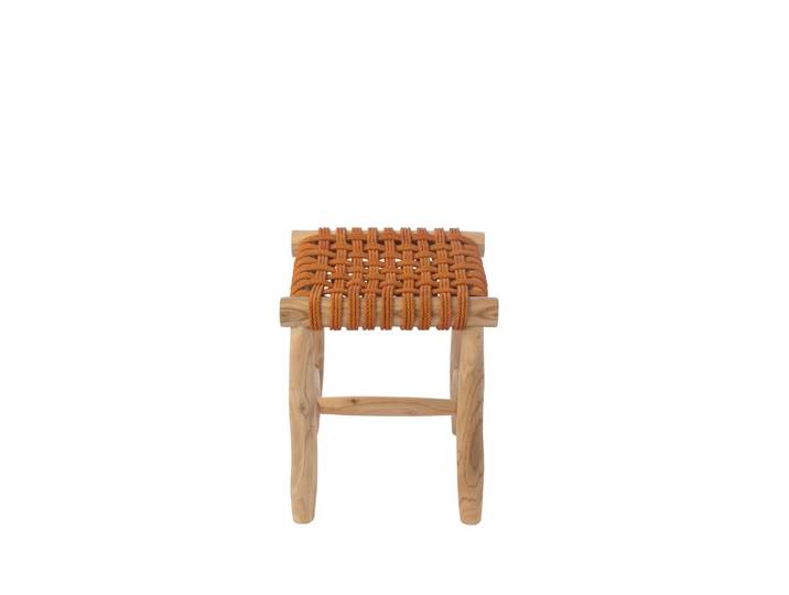 Tabouret En Teck Et Assise Tressée - Lipsi