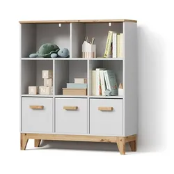 KINDERREGAL Mailo Weiß/Artisan 98.4 x 113.4 cm XL mit 3 Schubladen