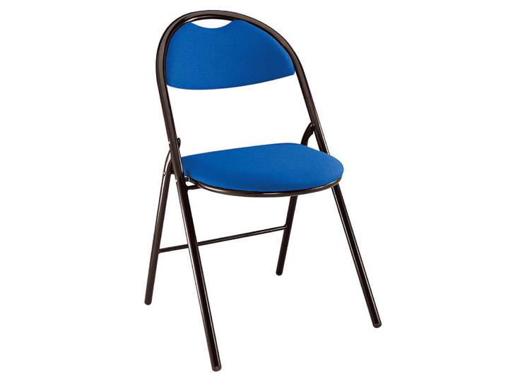 Chaise pliante Super confort - Tissu Bleu - Pieds métal Noir