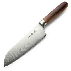LAFER Signature Edition Santokumesser 18cm Damaststahl Klinge Griff aus Fasseiche