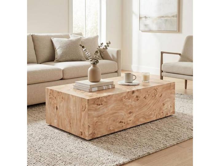 Table Basse Rectangulaire Table de Salon Moderne Effet Bois Dessous Muni de Pieds Antidérapants Table D'appoint 90x50x30cm