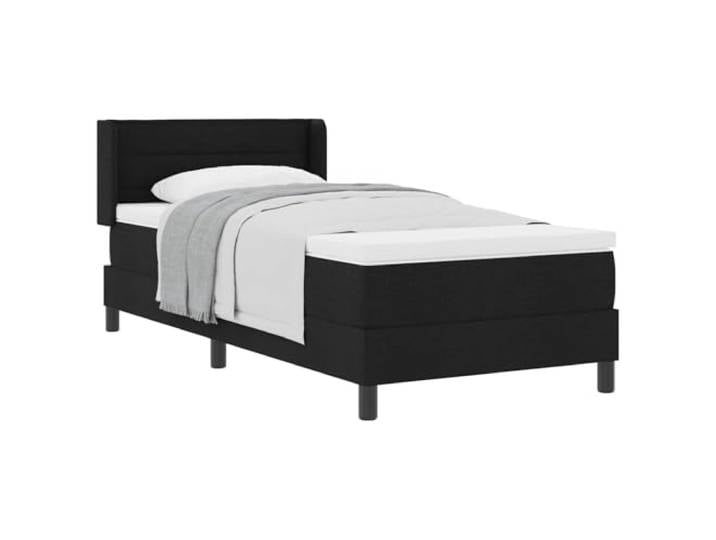 PUGYNBK Boxspringbett, 200 x 90 cm, Polyestergewebe, Schwarz Verstellbares Kopfteil, Kiefernholz, mittlere Festigkeit, Taschenfederkerne, modernes Design
