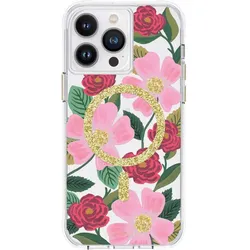 Rifle Paper Clear MagSafe - Hülle verziert zlatem für iPhone 14 Pro Max (Rose Garden)