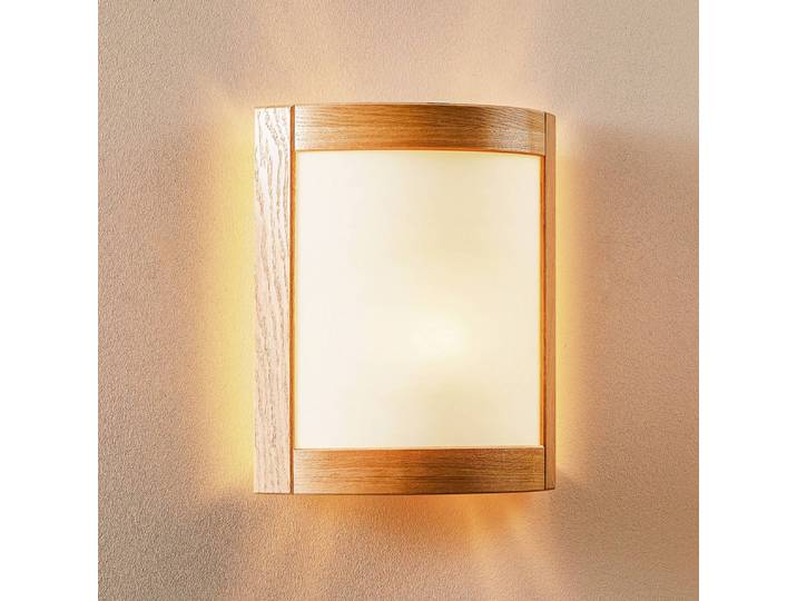 Wandleuchte Zanna Lamkur, dimmbar, Holz hell, für Wohn- / Esszimmer, Holz, Landhaus / Rustikal