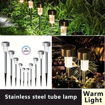 Uplifted Finds 10 Pack Solar Powered Garden Lights Semi Embedded Waterproof Pathway Lamps For Lawn And Yard Decoration 10 Pcs Warm Light Ss