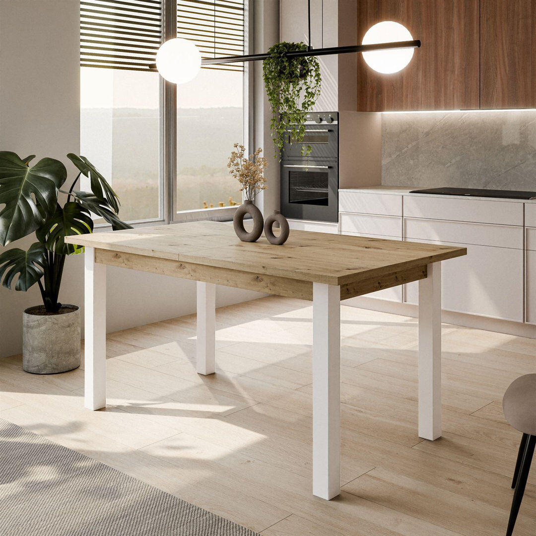 Rio Extendable Metal Base Dining Table White/Artisan Oak