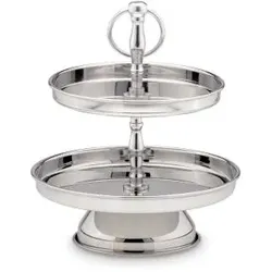 Etagere 2-stöckig, glatt poliert Gesamt-H 26,0cm, Teller-D 18,0cm & 21,0cm Edelstahl