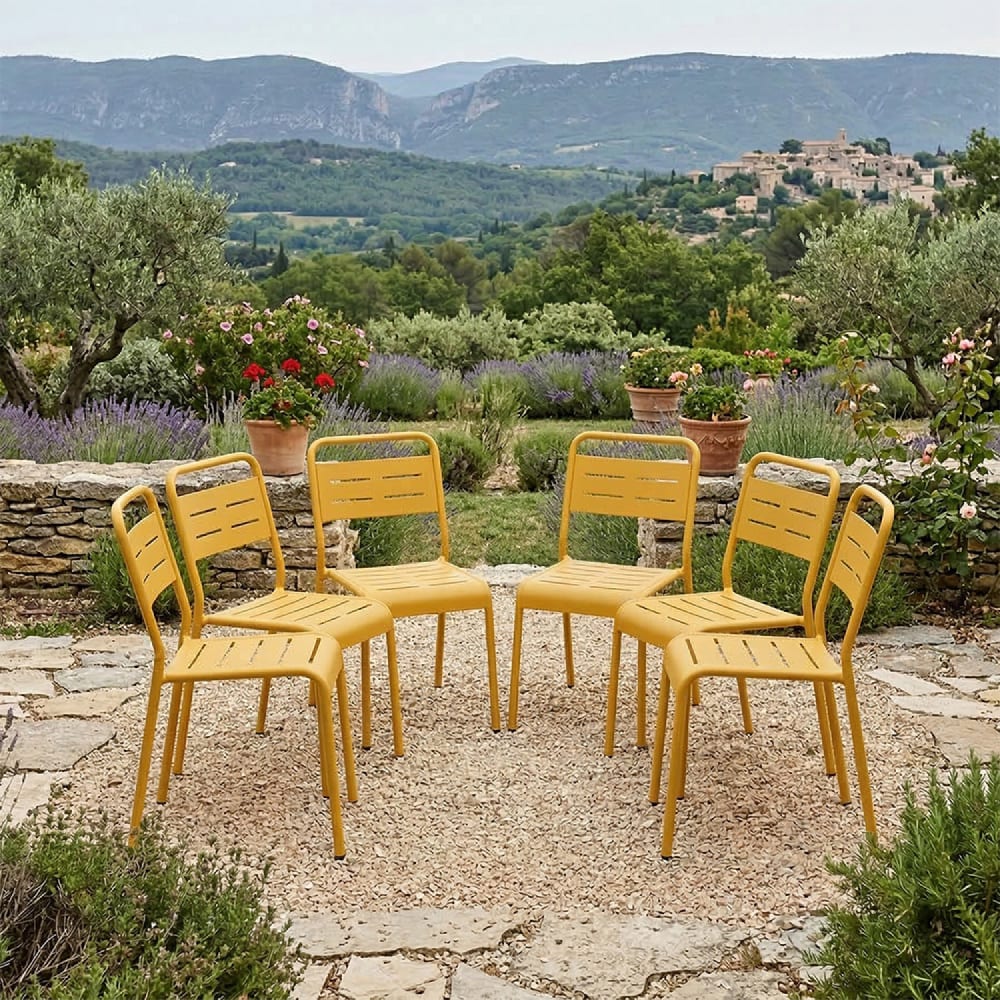 Concept Usine Lot de 6 chaises de jardin empilables jaunes Jaune 43x79x59cm