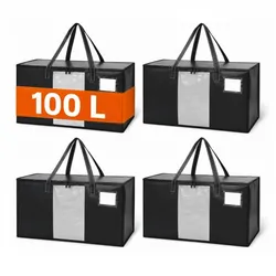 Relaxdays Umzugstasche 100 Liter Schwarz,Transparent