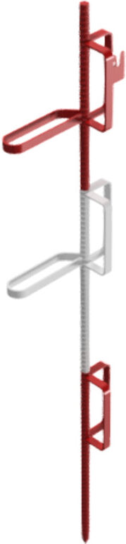 Schake Lattenpfahl Ø 20 x 1400mm, mit 8 geschlossenen Haken, rot / weiß lackiert (302214RH8G)