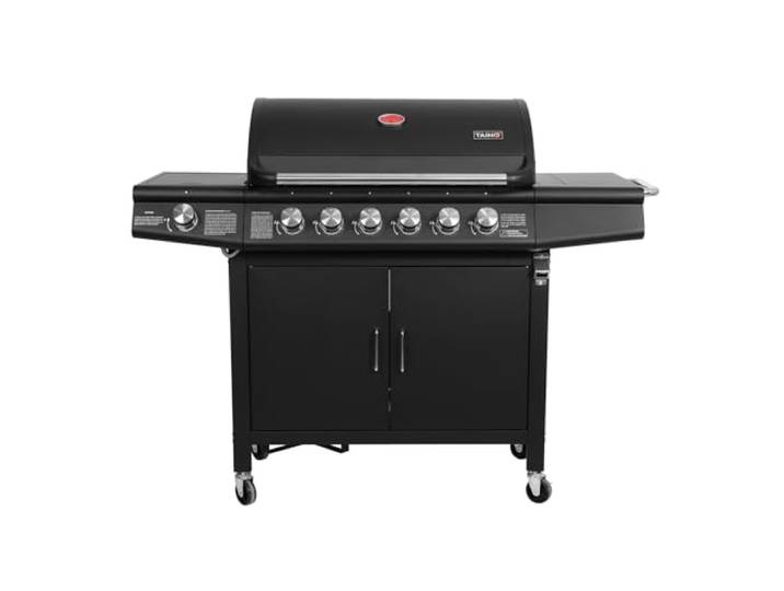 TAINO RED 6+1 Gasgrill Grillwagen BBQ Edelstahl-Brenner Gasgriller Seitenkocher 6 Brenner