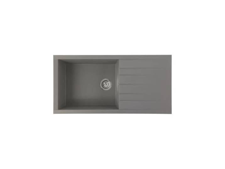 STRADOUR Evier a encastrer CUBE\, en SMC GRIS BETON - 16\, 1 bac\, dim. 100 * 50 cm\, vidage manuel