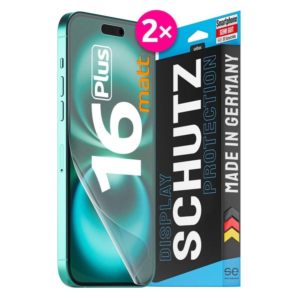 Smart Engineered se 3D Schutzfolie Apple iPhone 16 Plus entspiegelt (VPE 2) (2 Stk., Apple iPhone 16 Plus) (SE0-F0102-0524-24-M)