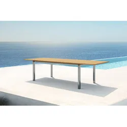 OUTFLEXX Ausziehtisch, Teakholz/Edelstahl, Plattenstärke 25mm, 200/300x100cm, FSC®-zertifiziertes Produkt