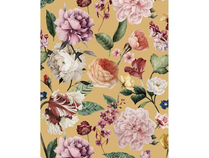 Plaid Fiori 130 x 160cm Doré/Jaune/Ocre Microfibre/Velours